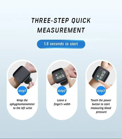LED Rechargeable Wrist Blood Pressure Monitor – English, Russian, Portuguese, Spanish Voice Broadcast Tonometer