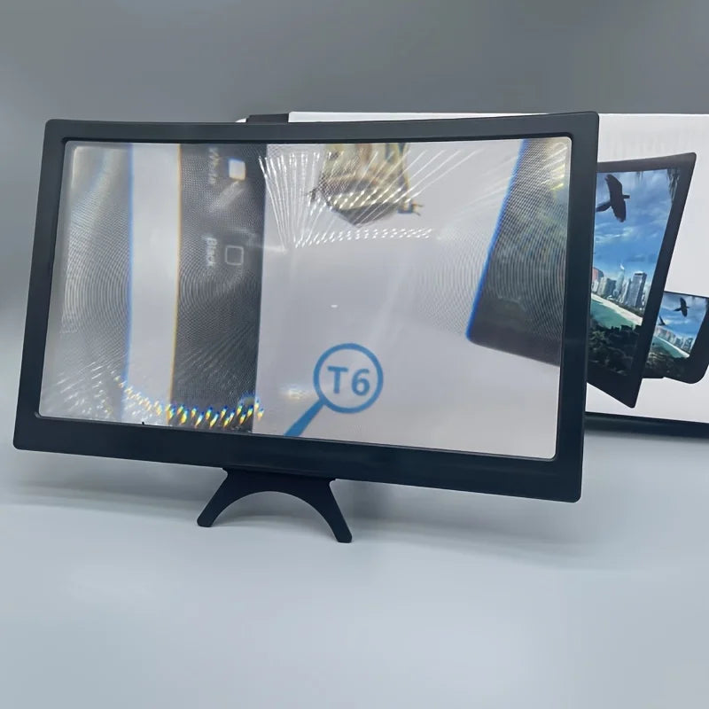 12 Inch 3D Phone Screen Magnifier Stand – Ultra HD with Anti-Glare & Blue Light Filter, Portable Personal Cinema for Movies