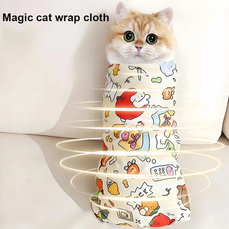 Cat Grooming Wrap – Self-Adherent Burrito Swaddle for Anti-Bite, Anti-Scratch & Nail Clipping