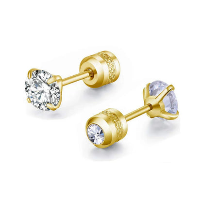 Medical Stainless Steel Zircon Ear Stud Earrings – Hypoallergenic Crystal Cartilage & Tragus Piercing Jewelry with Screw Back