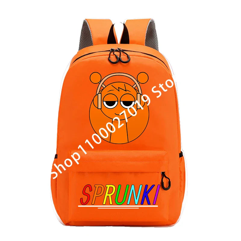 Sprunkis Cartoon Anime Backpack for Boys & Girls – Breathable, Wear-Resistant Canvas Schoolbag for Kids