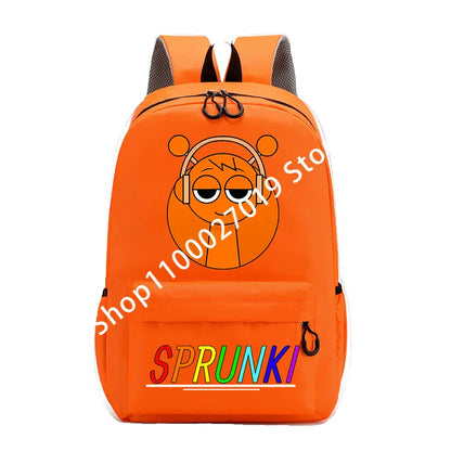 Sprunkis Cartoon Anime Backpack for Boys & Girls – Breathable, Wear-Resistant Canvas Schoolbag for Kids