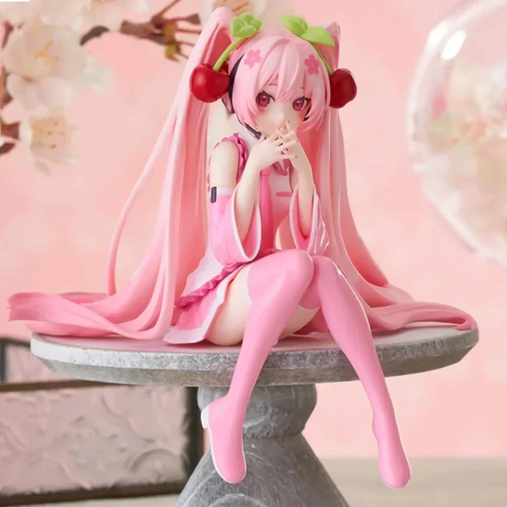 Hatsune Miku Anime Figure – Pink Dress PVC Action Model, Cherry Blossom Collectible Toy & Gift