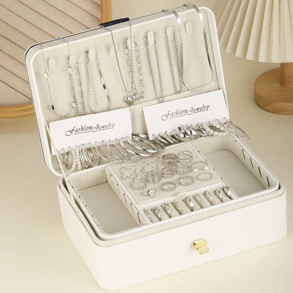 54-Pcs Women’s Vintage Pearl Jewelry Set – Earrings, Rings, Necklace, Bracelet & Heart Pendant, Boho Daily Wear Gift 2024