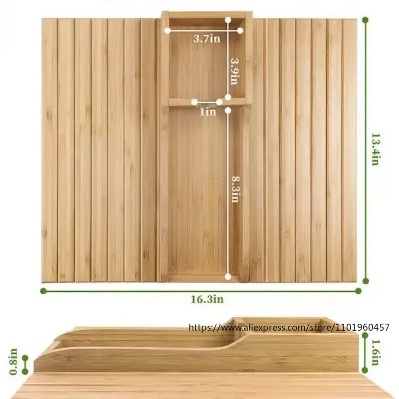 Foldable Bamboo Couch Cup Holder – Anti-Slip Multifunctional Sofa Armrest Tray for Cups & Remote Control