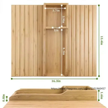 Foldable Bamboo Couch Cup Holder – Anti-Slip Multifunctional Sofa Armrest Tray for Cups & Remote Control