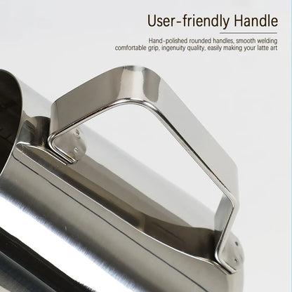 Stainless Steel Coffee Milk Frothing Jug - Essential Latte Art Barista Tool with Measurements