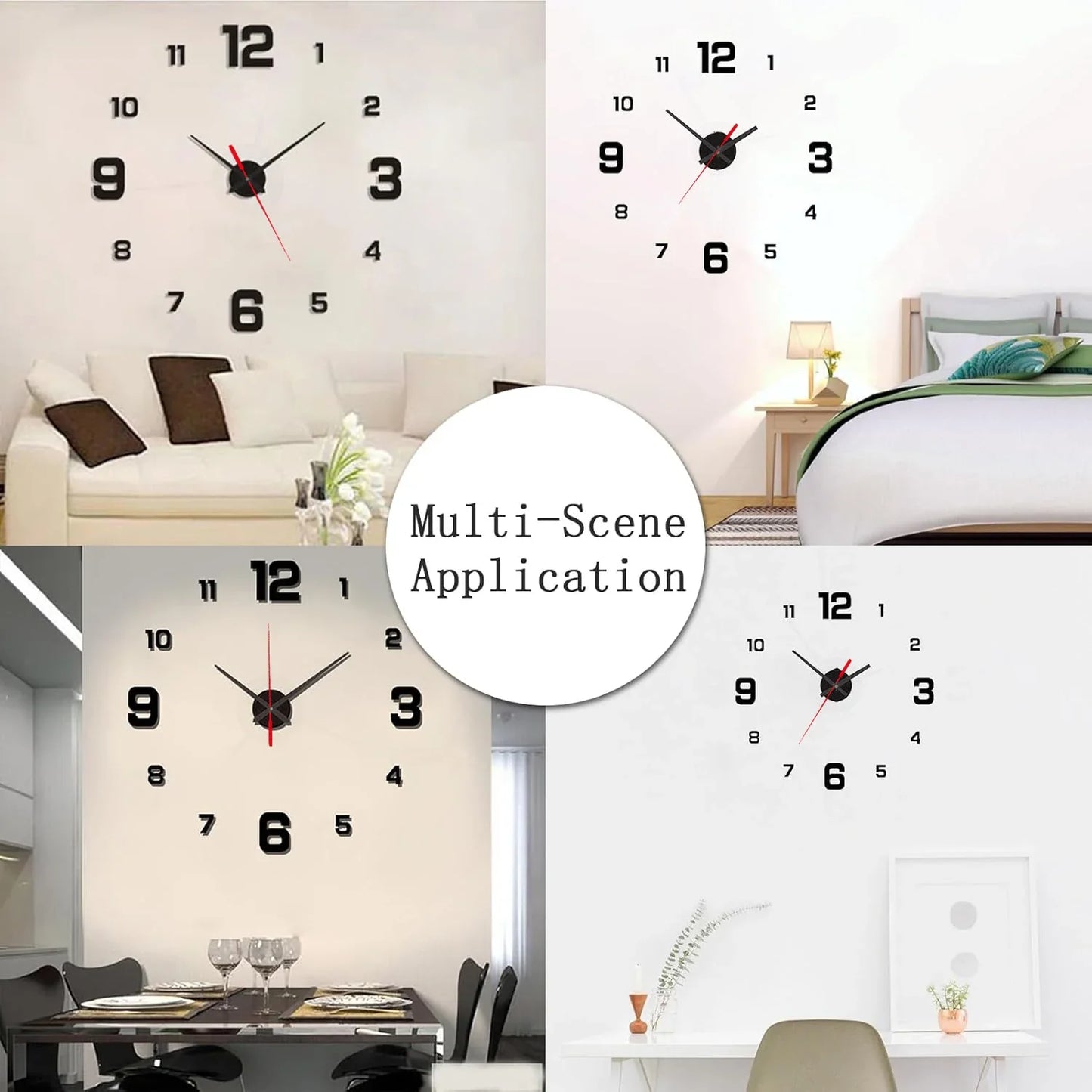 3D Frameless DIY Wall Clock — Creative Mute Digital Wall Sticker for Home, Living Room, and Office Decoration