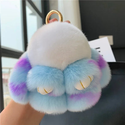 10cm Cute Plush Bunny Keychain – Women’s Fur Pom Pom Angel Rabbit Bag Charm & Toy Pendant for Girls