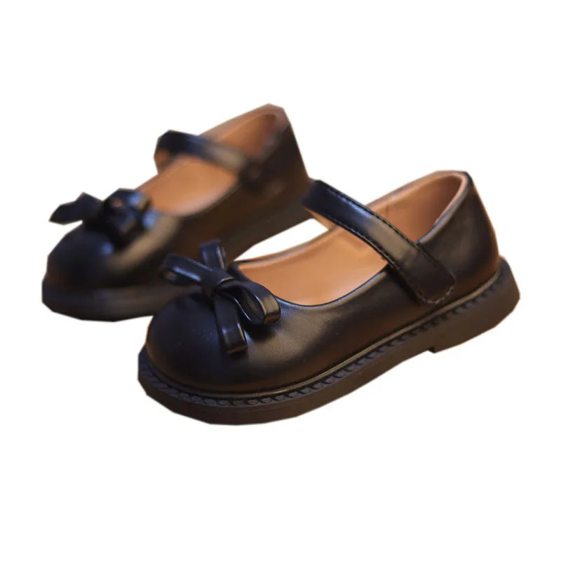 Little Girls’ Mary Jane Shoes - Soft PU Leather School Flats in Beige & Black