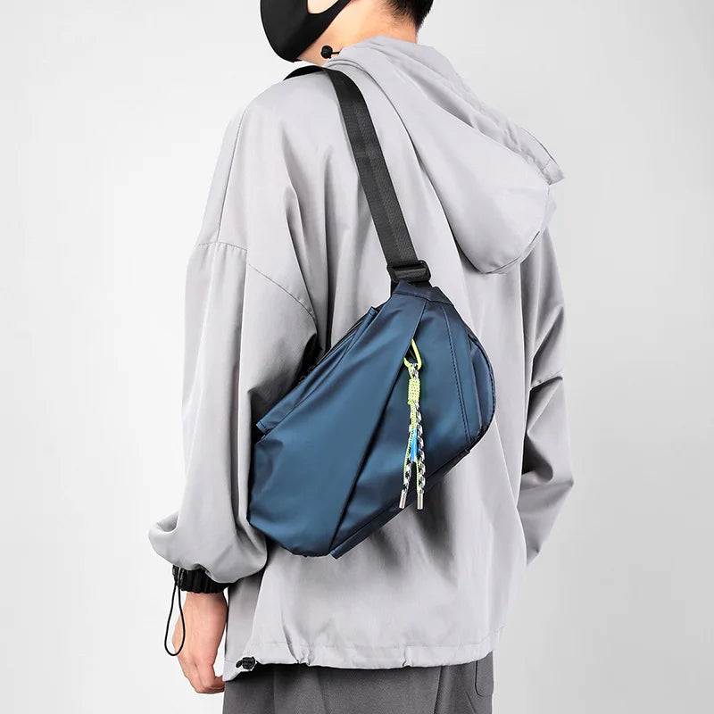 Men’s Shoulder Chest Bag - Nylon Waterproof Outdoor Sport Running & Cycling Belt Bag, Large Capacity Travel Phone Pouch Messenger Bag