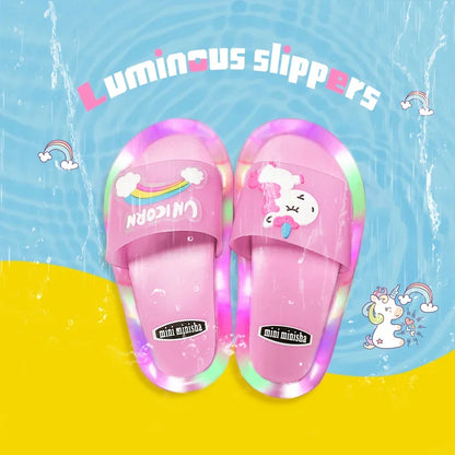Cartoon Animal Kids’ Slippers - Cute Light-Up Unicorn Shoes for Boys & Girls, Toddler Indoor Bathroom Slippers