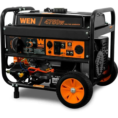 WEN DF475T Dual Fuel Portable Generator - 4750-Watt Electric Start with 120V/240V Output