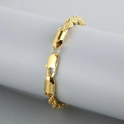 Gorgeous 18k Gold 925 Sterling Silver 4MM Chain Bracelet - 20cm (8in) for Men, Women, and Boys - Wedding Party Jewelry