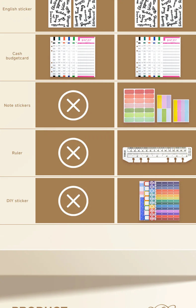 A6 Gold Ring Budget Planner Binder – Gold, Purple & Black with Zipper Cash Envelopes for Money Organization