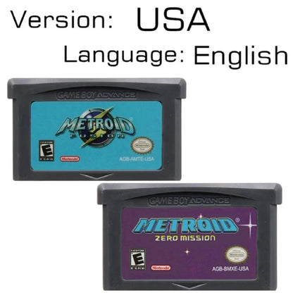 Metroid Series 32-bit GBA Game Cartridge – Fusion & Zero Mission Console Card for GBA & NDS, USA & EUR Version