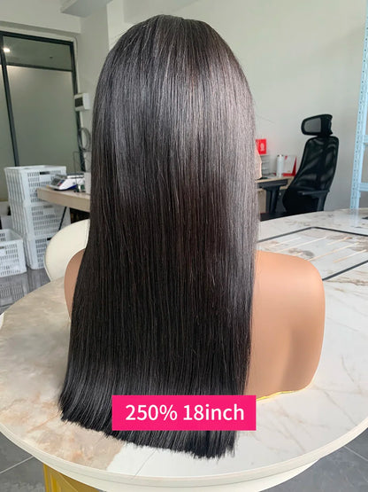 Raw Vietnamese Human Hair Lace Front Wig – 13x6 Bob, Straight Natural Black, 250% Density, 100% Human Hair