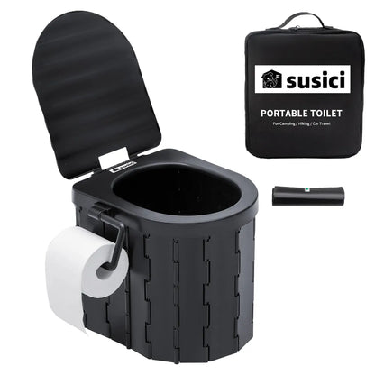 Portable Folding Toilet | Emergency Car Toilet | Foldable Washable Camping Travel Toilet Seat | Bucket Design