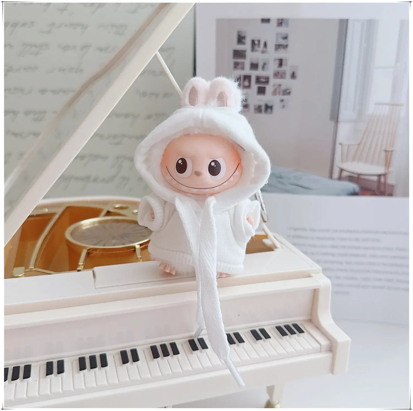 Labubu 4.0 Doll Hooded Sweater – Casual Sportswear Outfit for Mini Labubu V4 Dolls