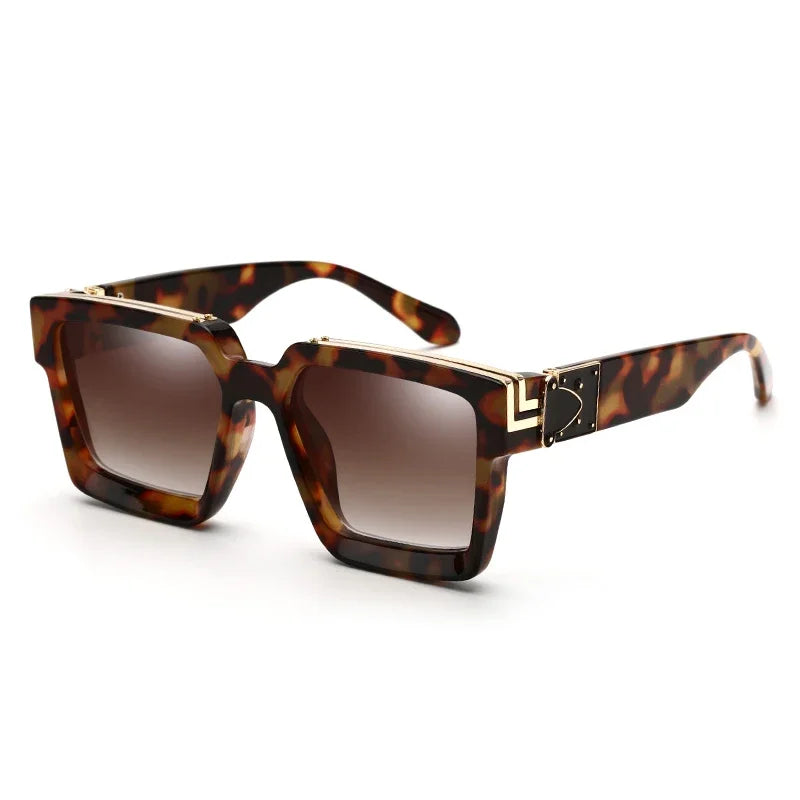 Luxury Designer Square Oversized Sunglasses — UV400 Fashion Thick Frame for Men & Women