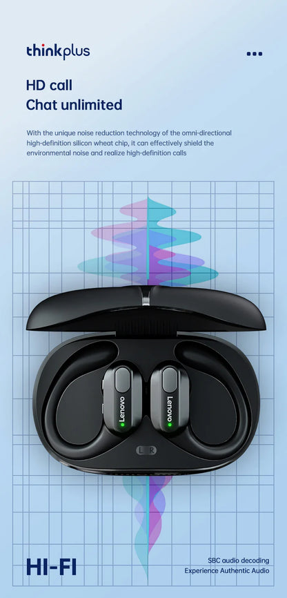 Lenovo XT80 Sports Wireless Earphones — TWS Bluetooth 5.3, HiFi Stereo, LED Power Display, Built-in Mic Headphones