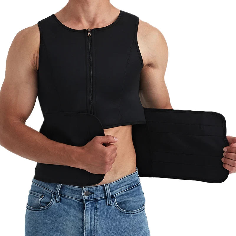 Men's Sauna Suit Sweat Vest: Body Shaper Waist Trainer for Weight Loss - Fat Burner Workout Tank Tops