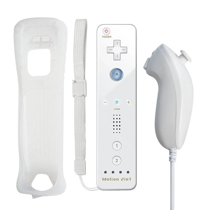 2-in-1 Nintendo Wii Controller Set | Wireless Remote Gamepad with Motion Plus Joystick & Silicone Case