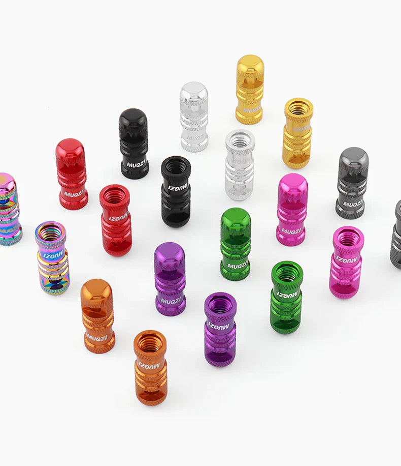 MUQZI 2/4PCS Presta Valve Caps with Core Remover — MTB Tubeless Tire Valve Stem Accessories