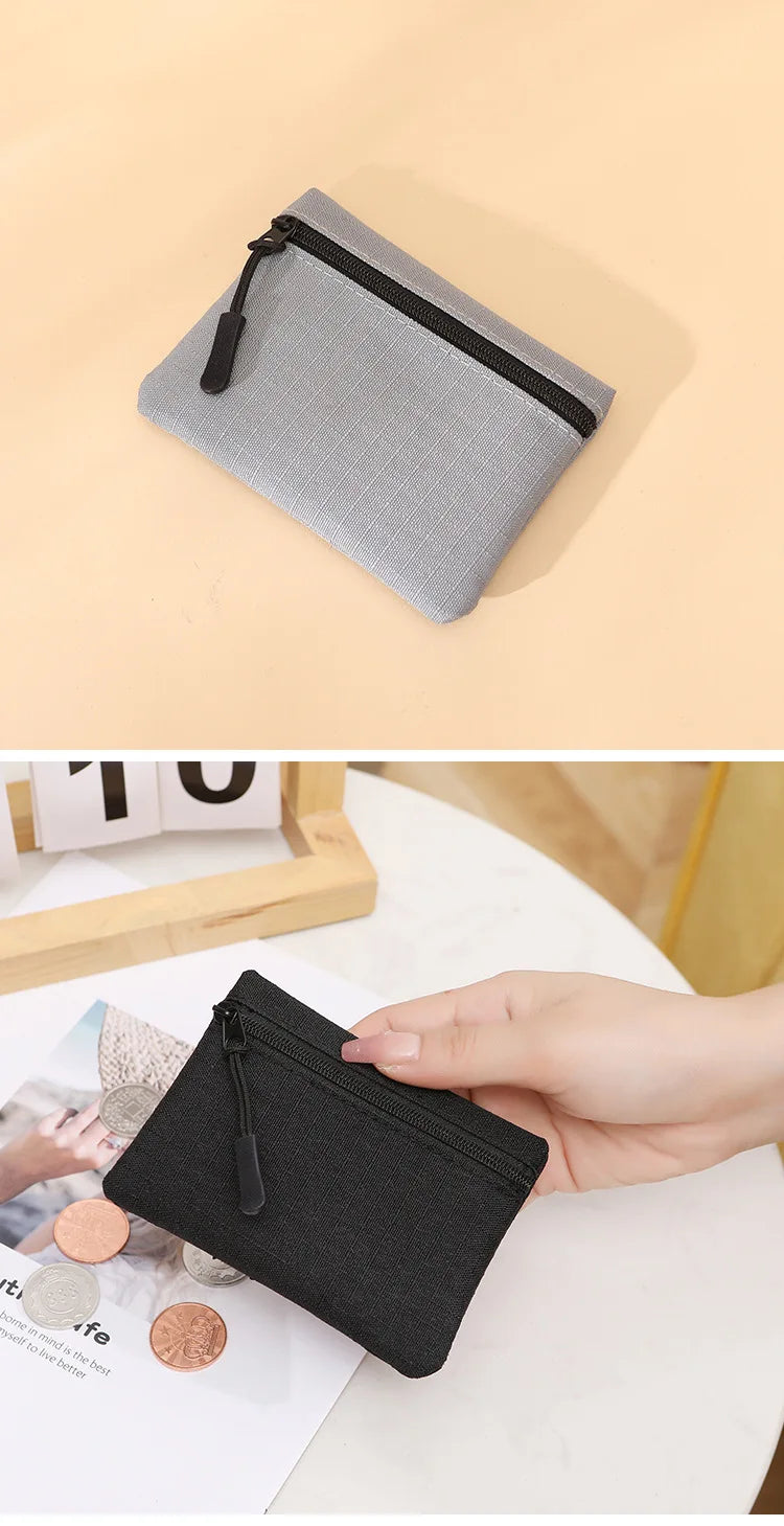 Canvas Mini Coin Purse with Zipper – Cute Solid Color Key & Money Pouch for Kids, Women & Men