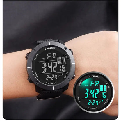 SYNOKE Men’s Waterproof Shock-Resistant Digital Sports Watch – Large Screen Luminous LED Multifunctional Outdoor Fashion Watch