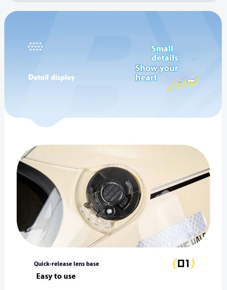 2024 New Motorcycle & Electric Car Helmet – Men’s & Women’s Safety Helmet with Anti-Fog Double Lens, Four Seasons Universal