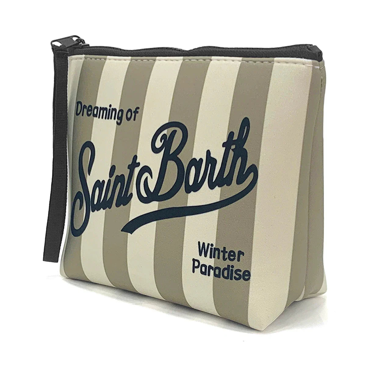 S-Saint B-Barth Striped Neoprene Zip-Up Clutch – Unisex Cosmetic & Toiletry Makeup Bag for Women
