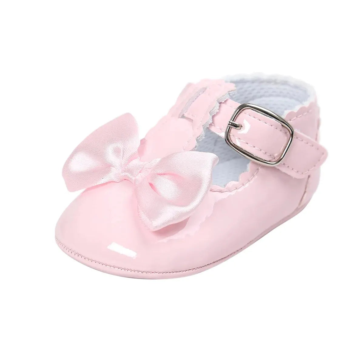 Meckior Baby Girls Dress Shoes - Classic Bowknot PU First Walker Shoes with Non-Slip Rubber Sole