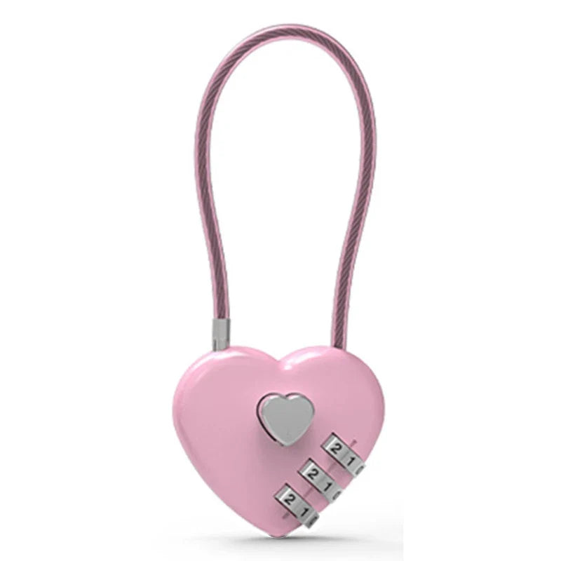 Zinc Alloy Mini Heart-Shaped Password Padlock – Wire Rope Travel Luggage and Package Lock (L9BE)