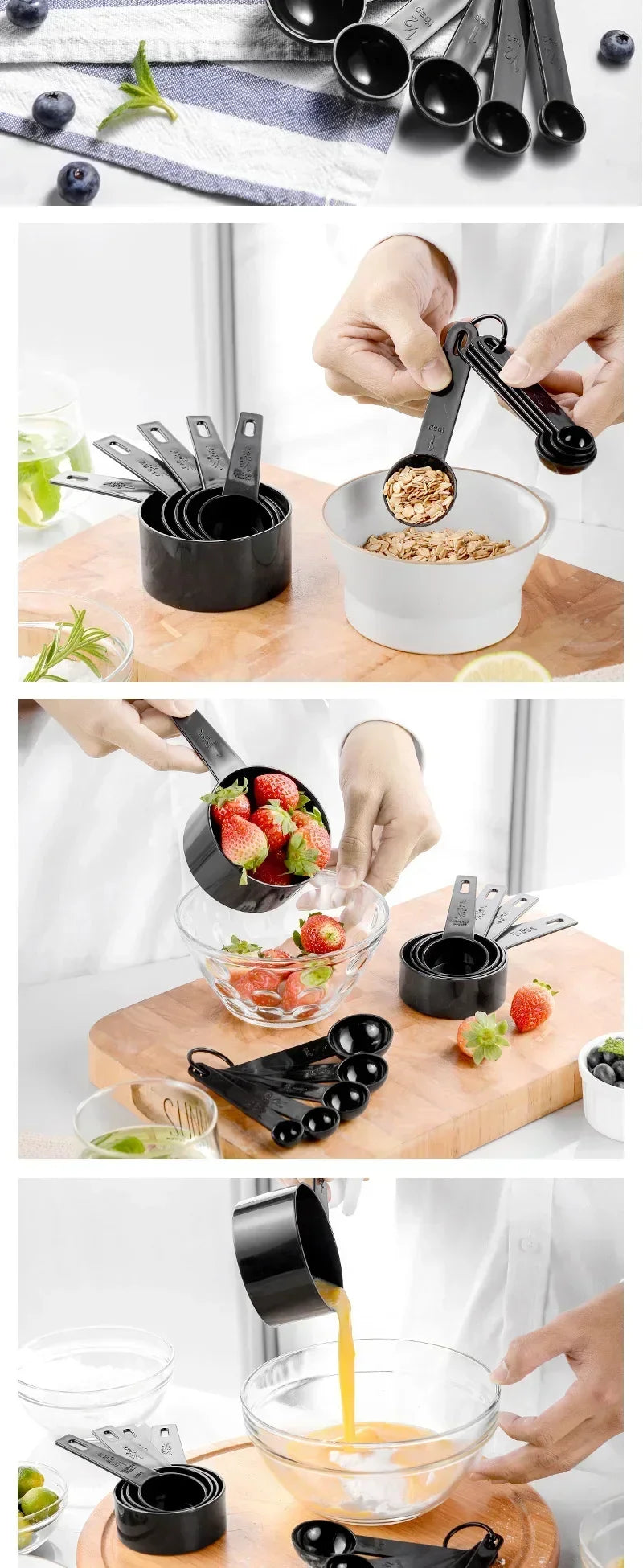 10PCS Measuring Spoons & Cups Set – Multipurpose Kitchen Cooking, Baking Tools for Cake, Flour & Food, Home Accessories