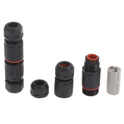 IP68 Waterproof Outdoor 2/3 Pin Electrical Plug Connector – Industrial Quick Screw Wire Cable Socket Straight Connection