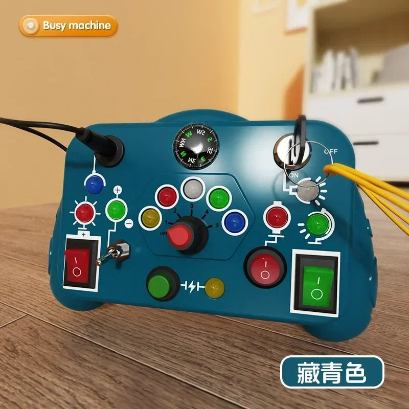 Montessori Busy Board Sensory Toy – LED Light & Switch Activity Game for Children Ages 2-4