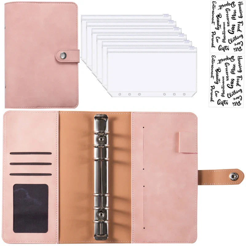 2024 A6 PU Leather Budget Binder Set – Cash Envelopes System with Binder Pockets for Money, Budget Saving & Bill Organizer
