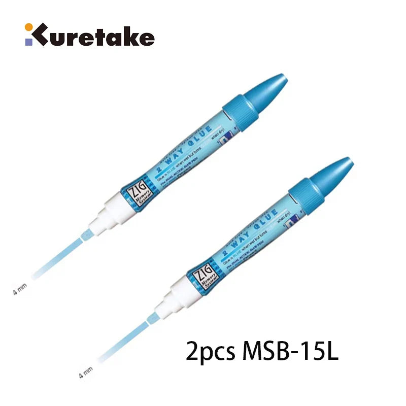 Kuretake Zig 2-Way Glue Pen – Precision Adhesive for Crafts, Scrapbooking & Art (1mm/2mm/4mm/15mm)