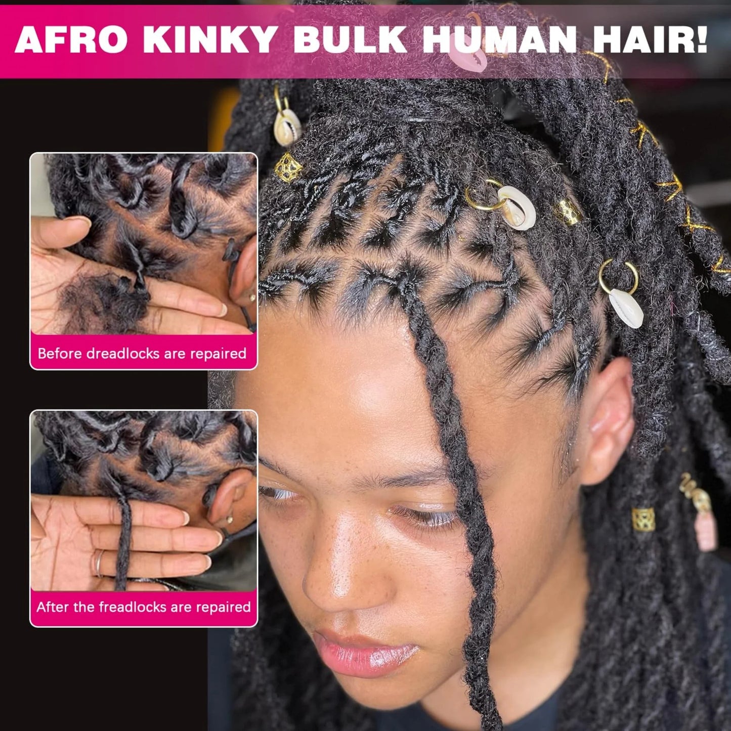 1Pc 30g Brazilian Afro Kinky Curly Remy Human Hair Bulk — No Weft Braiding Extensions for Locs & Braids