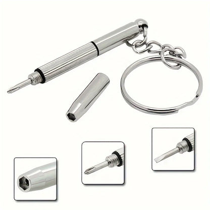 Mini 3-in-1 Glasses Screwdriver Kit | Multifunction Spectacle, Sunglass & Watch Repair Set with Keychain
