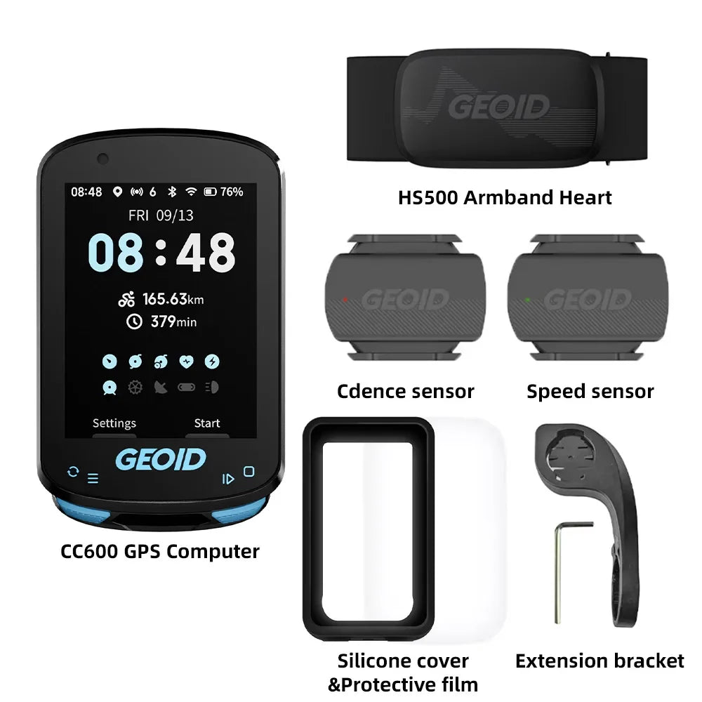 GEOID CC600 Bike Computer – Color Screen Smart GPS Speedometer with Wireless ANT+, WIFI, 11 Languages & Cycling Odometer