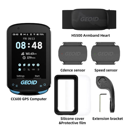 GEOID CC600 Bike Computer – Color Screen Smart GPS Speedometer with Wireless ANT+, WIFI, 11 Languages & Cycling Odometer
