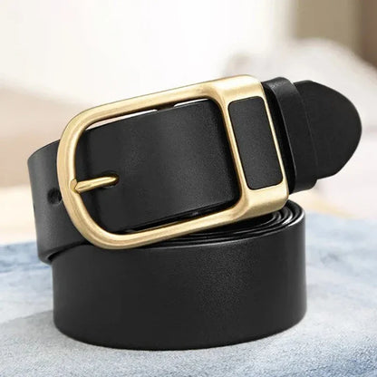 Genuine Leather Men's Belt – High-Quality Buckle, Cowskin Casual & Business Waistband, Fashion Designer 2022 New