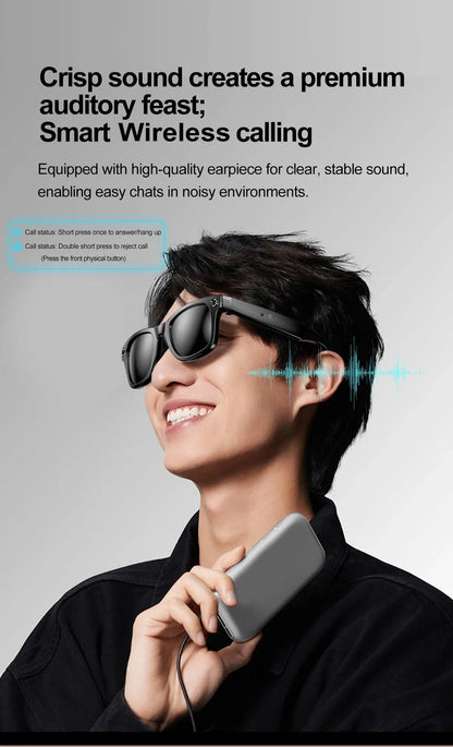 Smart AI Glasses — Video Recording, Photo Recognition, Translation, Bluetooth with 260mAh Battery, IP65 Waterproof