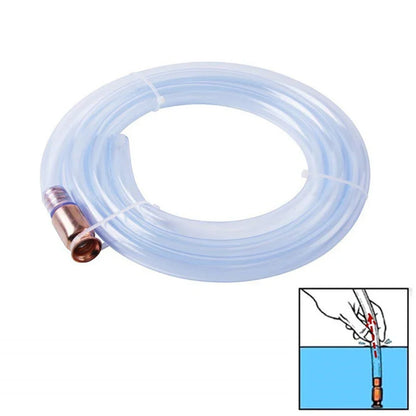 Self Suction Oil Pump with Copper Filler Pipe - Manual Siphon Connector for Gasoline, Fuel, Water, and Oil