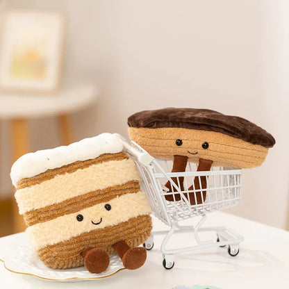 Cute Dessert Plush Toys – Soft Cake, Waffle, Pancake, Macaron, Éclair Stuffed Dolls for Kids Gift & Home Decor