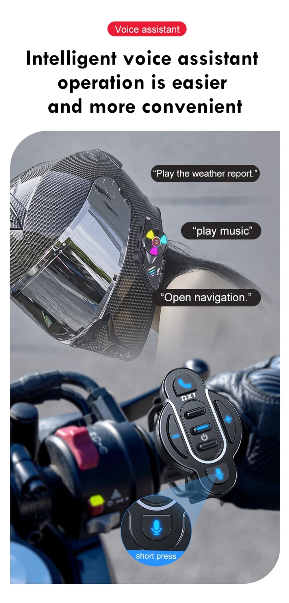 Universal Smart Bluetooth 5.4 Remote Control – Waterproof Wireless Media Controller for Helmet Earphone, Motorcycle & Bike Handlebar