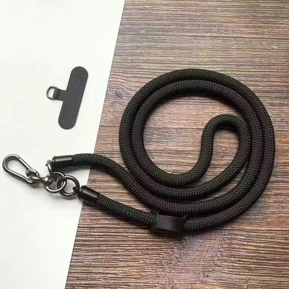 Adjustable Black & White Crossbody Phone Lanyard – Universal Multi-Functional Card Holder Strap