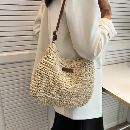 Straw Knitted Handbag – Women’s Woven Shoulder & Crossbody Beach Bag